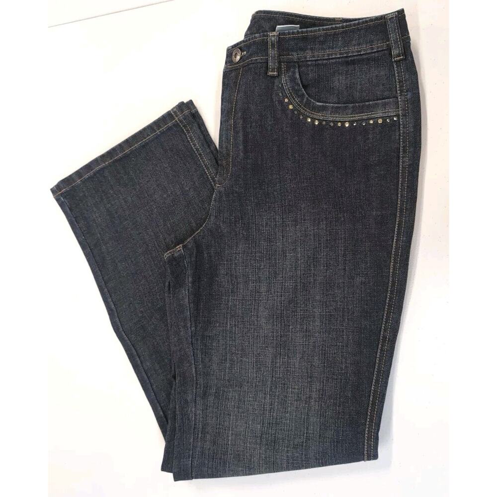 Talbots Womens Flare Jeans Size 12 Dark Wash Stretch 31" Inseam